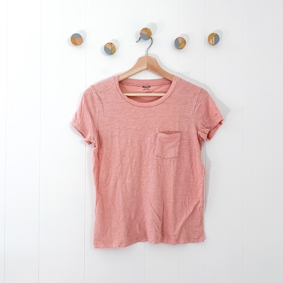 Madewell Tops - Madewell Whisper Slub Cotton Pocket Crew Tee Pink
